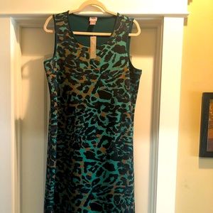 Chico’s green leopard hi lo dress NWT size 2